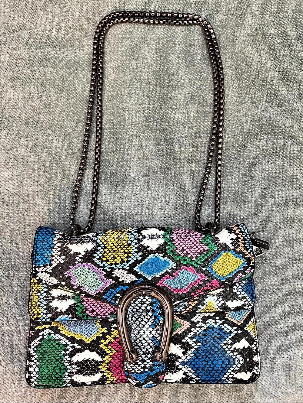 SHEIN Multicolor Snakeskin Print Chain Crossbody Shoulder Bag Purse NWOT